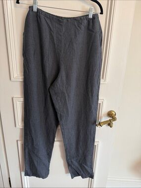 NWOT Flax Women’s Charcoal Gray Elastic-Waist linen pants - Small 201